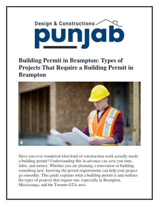 Types of Projects That Require a Building Permit in Brampton