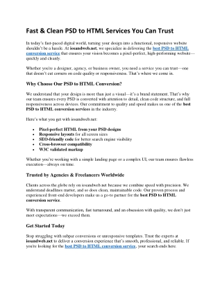 Fast & Clean PSD to HTML Services You Can Trust