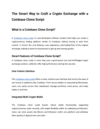 The Smart Way to Craft a Crypto Exchange with a Coinbase Clone Script