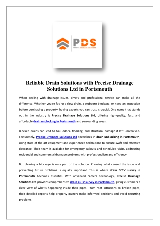 Precise Drainage Solutions: Portsmouth's Best Drain Unblocker