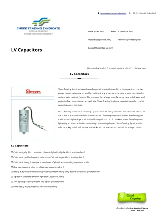 Shreem Power Capacitors, Cylindrical Heavy Duty Capacitor, Mumbai, India
