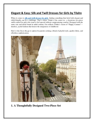 Elegant & Easy Silk and Twill Dresses for Girls by Tilahn