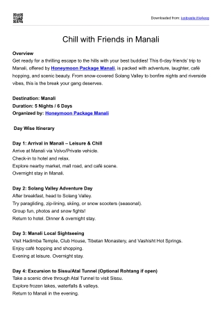 Chill with Friends in Manali