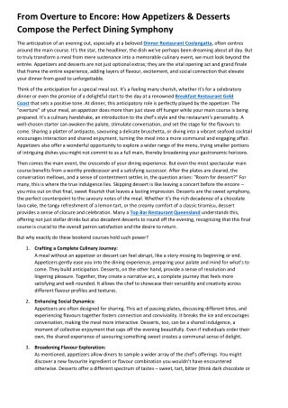 From Overture to Encore How Appetizers & Desserts Compose the Perfect Dining Symphony