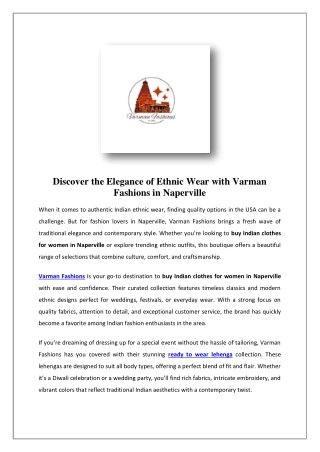 Best Online Indian Clothing Stores In USA | Varman Fashions