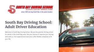 Adult Driving School in Torrance | South Bay Driving School