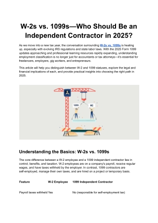 W-2s vs. 1099s—Who Should Be an Independent Contractor in 2025