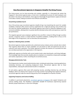 How Recruitment Agencies In Singapore Simplify The Hiring Process