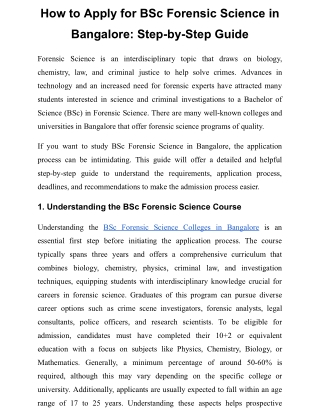 How to Apply for BSc Forensic Science in Bangalore_ Step-by-Step Guide