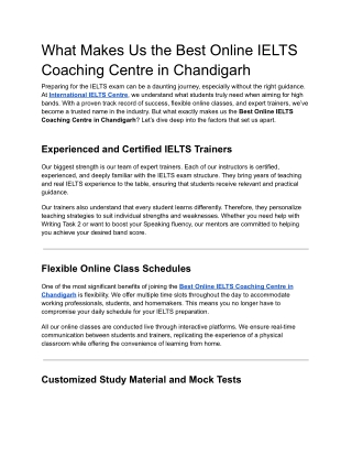 What Makes Us the Best Online IELTS Coaching Centre in Chandigarh