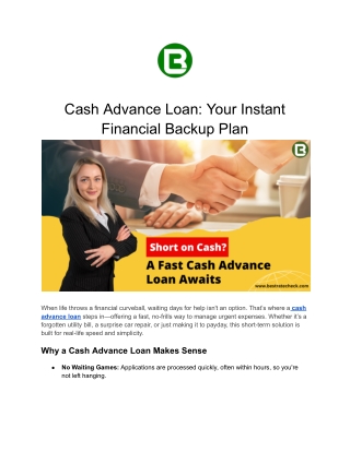 Cash Advance Loan – Fast Funds When You Need Them Most