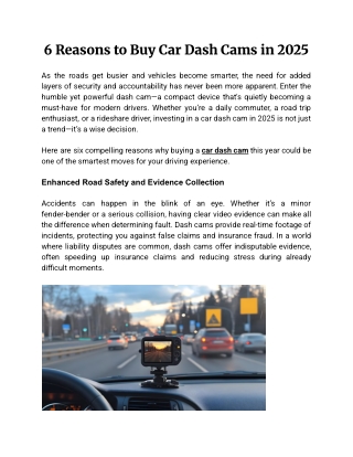 6 Reasons to Buy Car Dash Cams in 2025