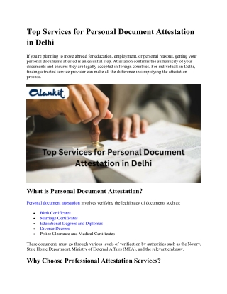 Top Services for Personal Document Attestation in Delhi