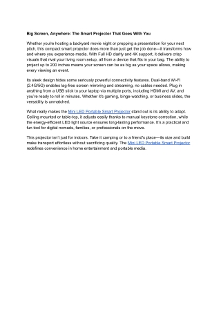 Big Screen, Anywhere_ The Smart Projector That Goes With You