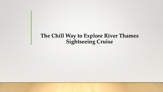The Chill Way to Explore River Thames Sightseeing Cruise