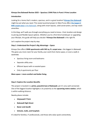 Kimaya One Balewadi About overview.pdf