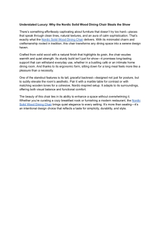 Understated Luxury_ Why the Nordic Solid Wood Dining Chair Steals the Show