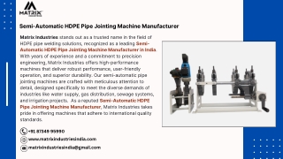 Semi-Automatic HDPE Pipe Jointing Machine Manufacturer