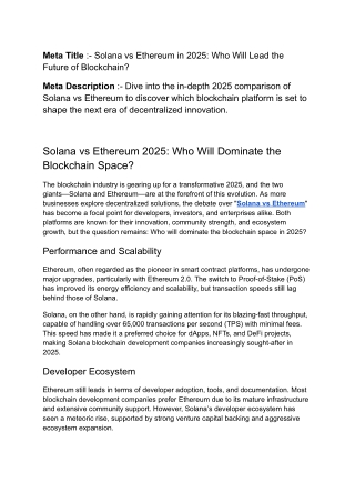 Solana vs Ethereum in 2025: Who Will Lead the Future of Blockchain?