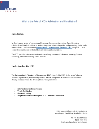 What is the Role of ICC in Arbitration and Conciliation