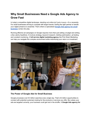 Why Small Businesses Need a Google Ads Agency to Grow Fast