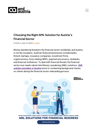 Choosing the Right AML Solution for Austria’s Financial Sector