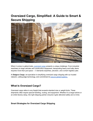 Oversized Cargo, Simplified: A Guide to Smart & Secure Shipping