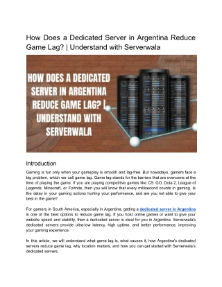 How Does a Dedicated Server in Argentina Reduce Game Lag