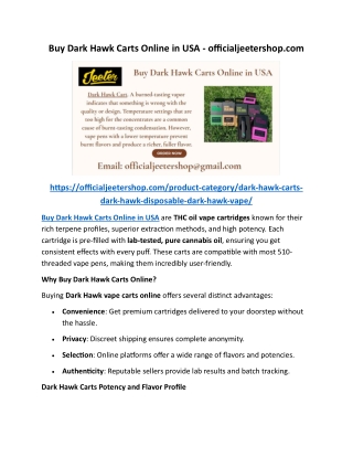 Buy Dark Hawk Carts Online in USA - officialjeetershop