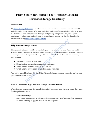 From Chaos to Control: The Ultimate Guide to Business Storage Salisbury