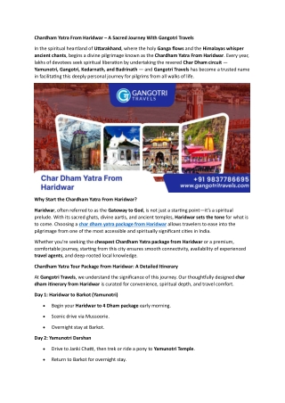 Chardham Yatra From Haridwar