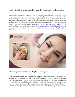 Understanding Microneedling and Its Popularity in Bangalore