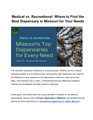 Missouri Cannabis Guide: Medical vs. Recreational