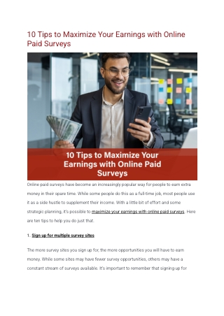 10 Tips to Maximize Your Earnings with Online Paid Surveys