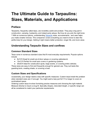 The Ultimate Guide to Tarpaulins: Sizes, Materials, and Applications