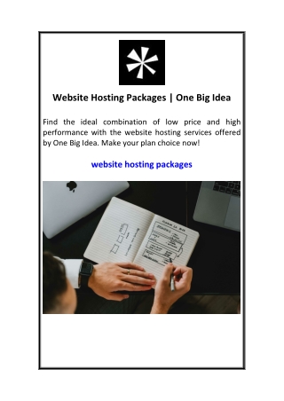 Website Hosting Packages  One Big Idea