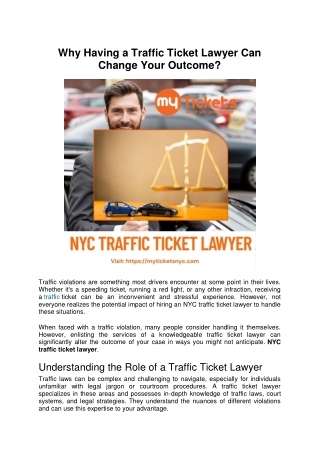 Why Having a Traffic Ticket Lawyer Can Change Your Outcome