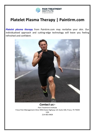 Platelet Plasma Therapy | Paintirm.com