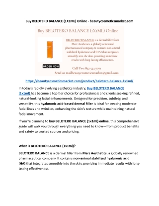 Buy BELOTERO BALANCE (1X1ML) Online - beautycosmeticsmarket