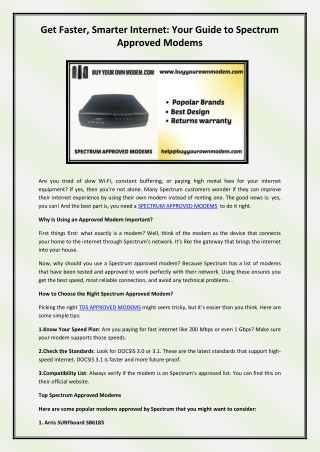 SPECTRUM APPROVED MODEMS