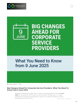 Big Changes Ahead for Corporate Service Providers What You Need to Know from 9 June 2025