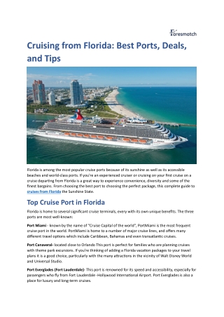 Cruising from Florida Best Ports, Deals, and Tips