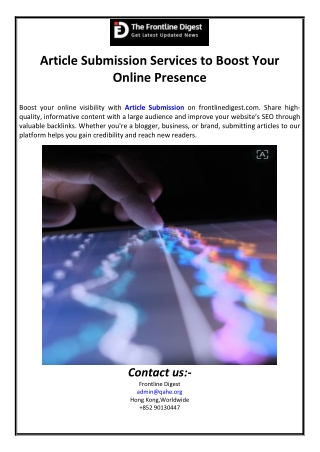 Article Submission Services to Boost Your Online Presence