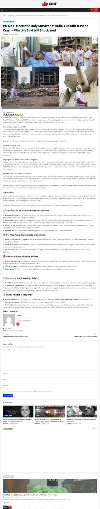 PM Modi Meets the Only Survivor of India’s Deadliest Plane Crash – What He Said