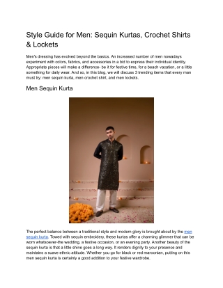 Style Guide for Men: Sequin Kurtas, Crochet Shirts & Lockets