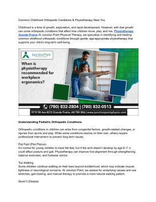 Common Childhood Orthopedic Conditions & Physiotherapy Near You