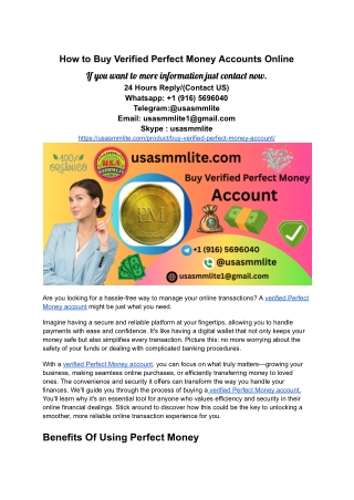 How to Buy Verified Perfect Money Accounts Online