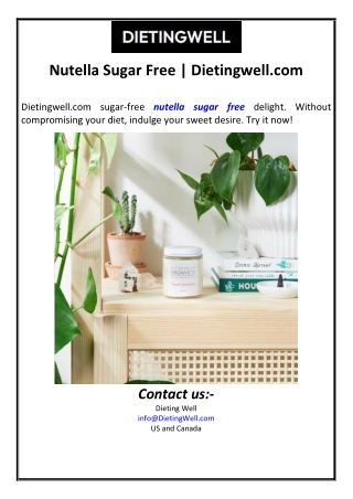 Nutella Sugar Free | Dietingwell.com