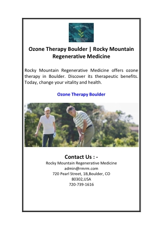 Ozone Therapy Boulder  Rocky Mountain Regenerative Medicine