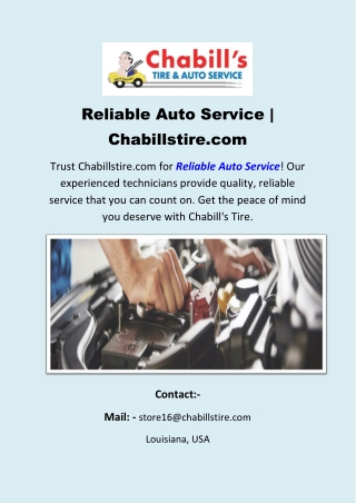 Reliable Auto Service | Chabillstire.com